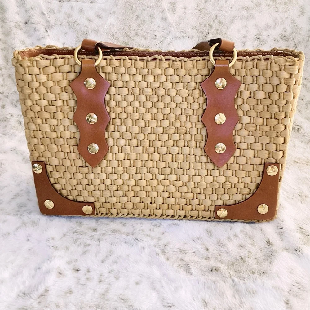 MICHAEL KORS Woven Rafia Satchel